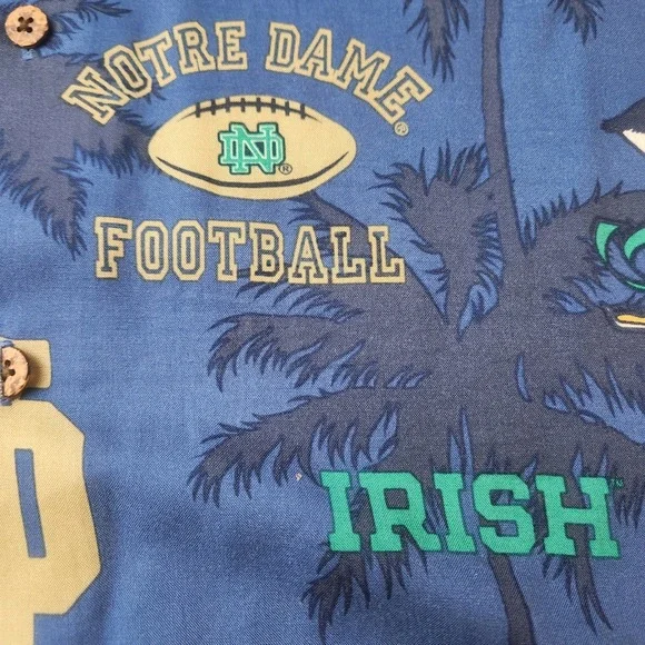 Reyn Spooner Sports Blue Shirt Size XXL University of Norte Dame Football Irish - Picture 11 of 16